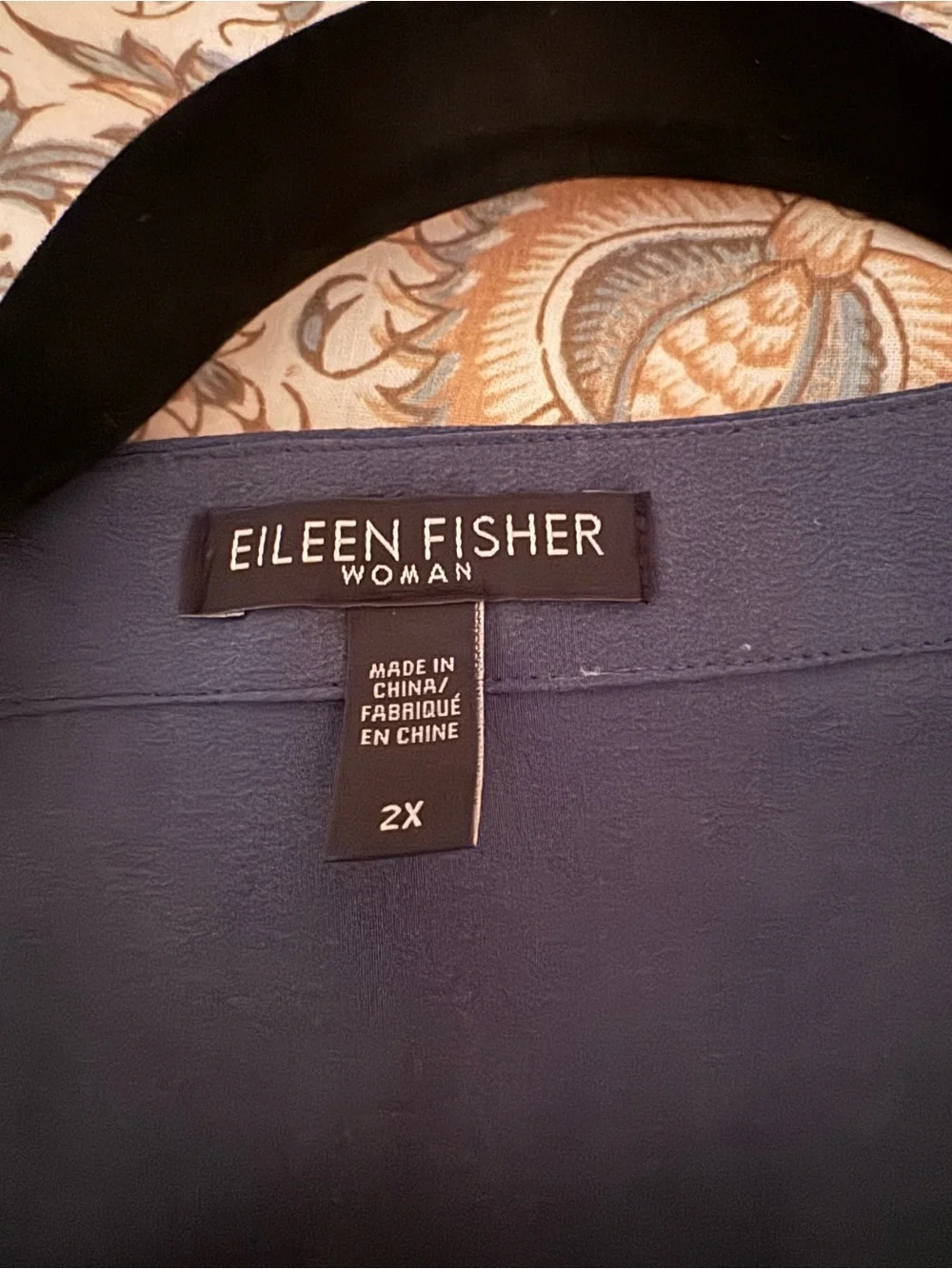 Eileen Fisher Navy Silk Relaxed Short-Sleeve Tunic - Picture 4 of 4